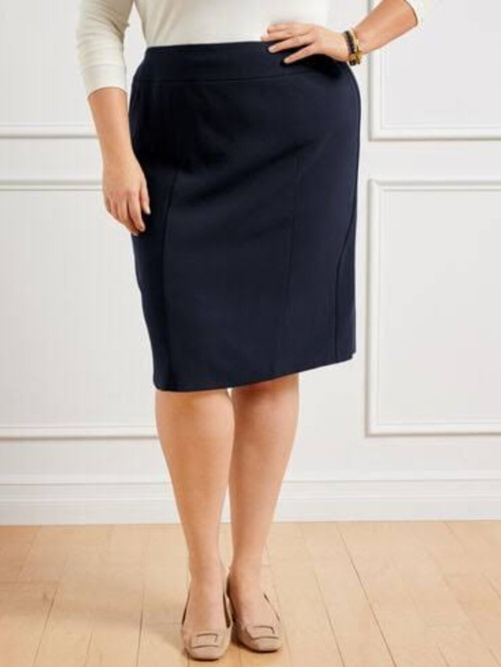 Talbots Plus Size Black Classic Stretch Lined Straight Pencil Skirt Sz 20W